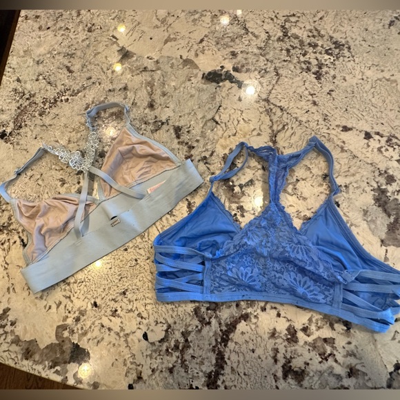 Lot of Two Pink by Victoria's Secret Blue Lace Bralettes. Both Size Large. - Picture 2 of 6